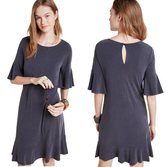 Anthropologie Averil Dress in Carbon Large Modal Blend Resortwear Minimalist - Picture 1 of 7